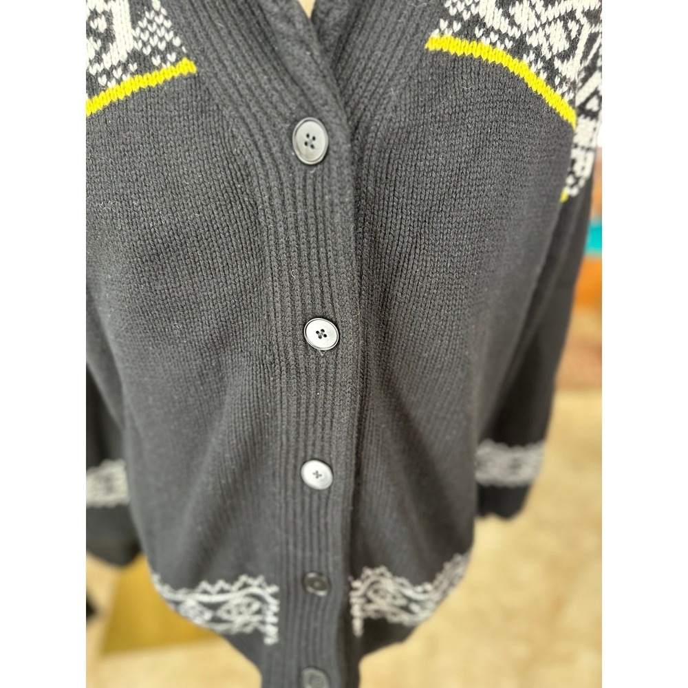 The Kooples Men's Fair Isle Shawl Collar Cardigan Black Patterned Knit - Picture 5 of 13